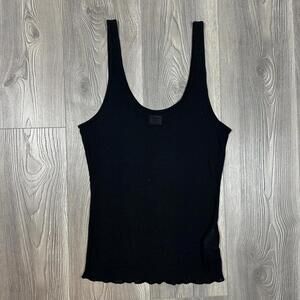Abercrombie Black Ribbed Semi-Sheer Tank Top‎ with Lettuce Hem
